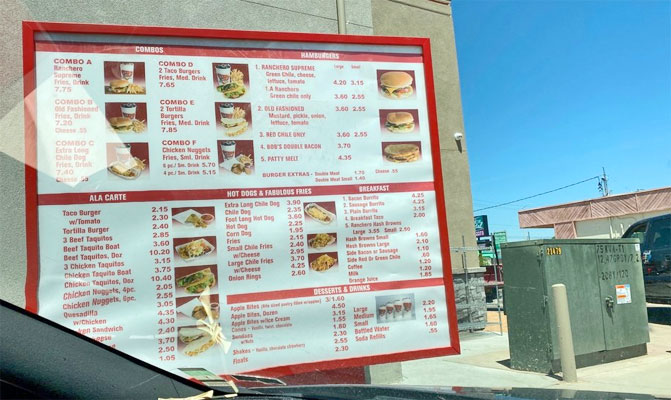 bob's burgers drive-thru menu